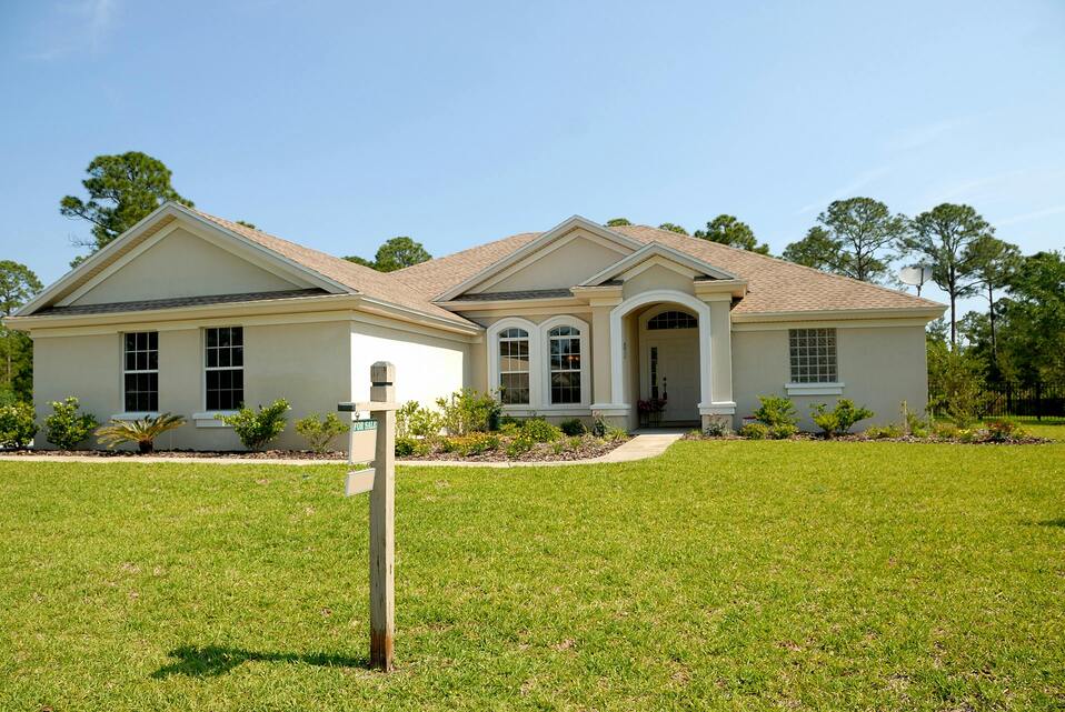 Completed home exterior and landscaping